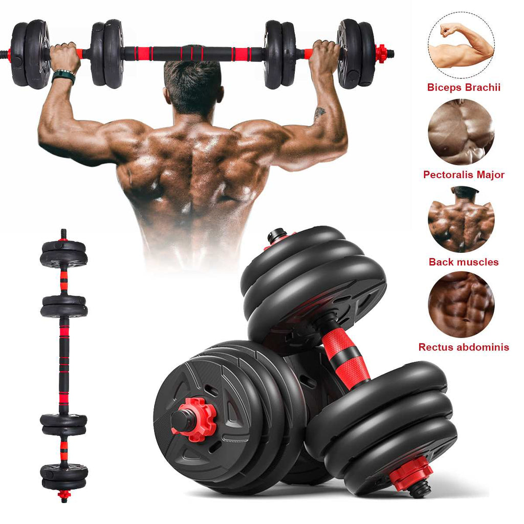 Adjustable Dumbbell Set Weight Lifting Barbell Plates Extension Bars Workout Training Home Gym Fitness Equipment's 22lbs/33lbs - meheshin