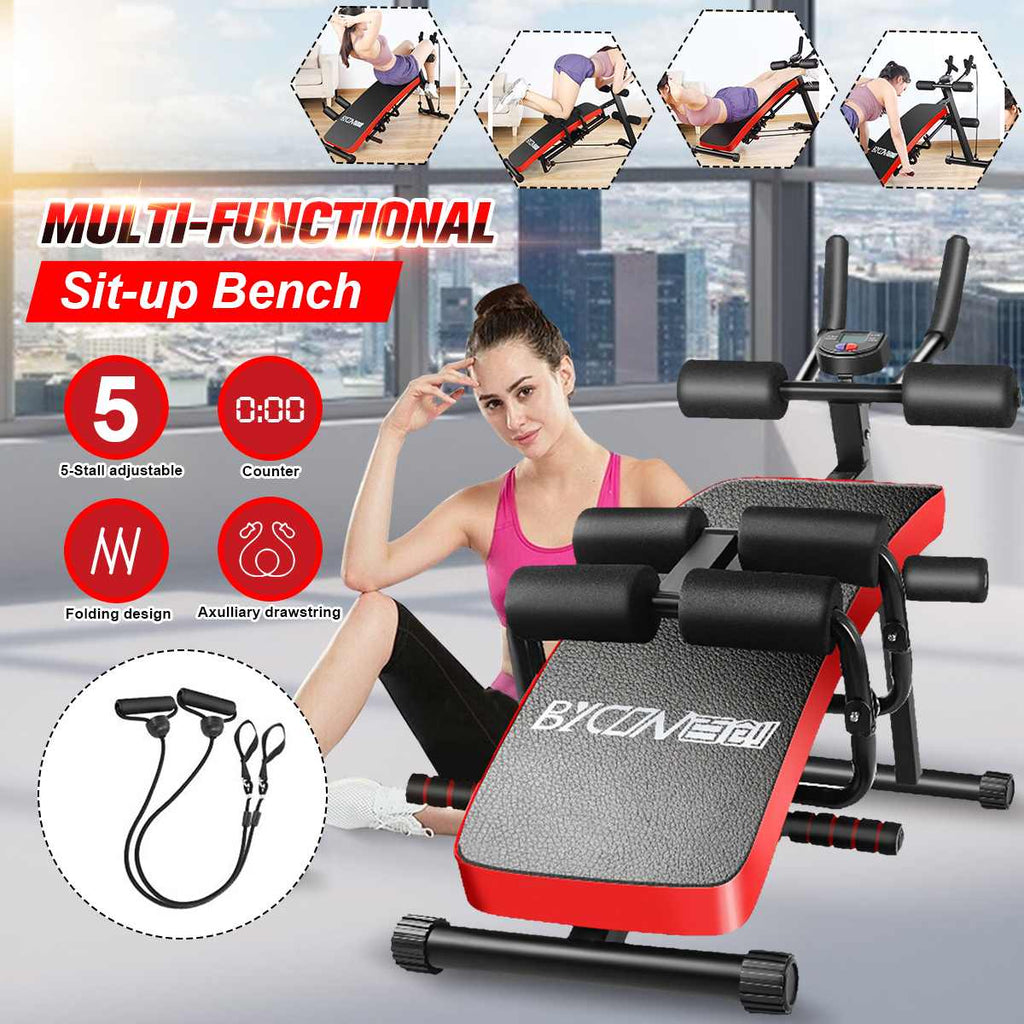 Abdominal Sit Up Bench LCD 250KG Core AB Weight Bench Foldable Waist Spine Workout Machine Home Gym Training Fitness Equipment - meheshin