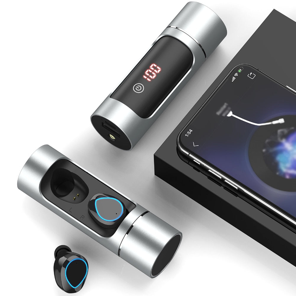 Erilles mini Bluetooth earphone wireless in-ear stereo with LED digital display large capacity charging box - meheshin