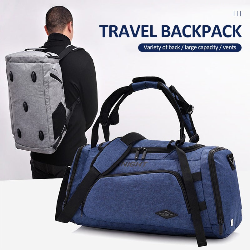 Outdoor Waterproof Nylon Sports Gym Bags Men Women with shoes Compartment - meheshin