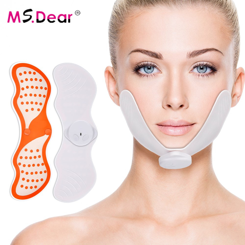 EMS Face Lifting Machine Facial Muscle Stimulator V Face Slimming Exerciser EMS Massager With Gel Pads Skin Lift - meheshin