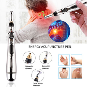 Electronic Acupuncture Pen 9 Gears Pain Relief Therapy Massager & Gel Meridian - meheshin