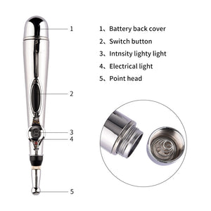 Electronic Acupuncture Pen 9 Gears Pain Relief Therapy Massager & Gel Meridian - meheshin