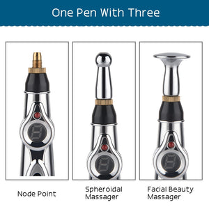 Electronic Acupuncture Pen 9 Gears Pain Relief Therapy Massager & Gel Meridian - meheshin