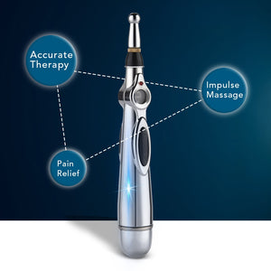 Electronic Acupuncture Pen 9 Gears Pain Relief Therapy Massager & Gel Meridian - meheshin