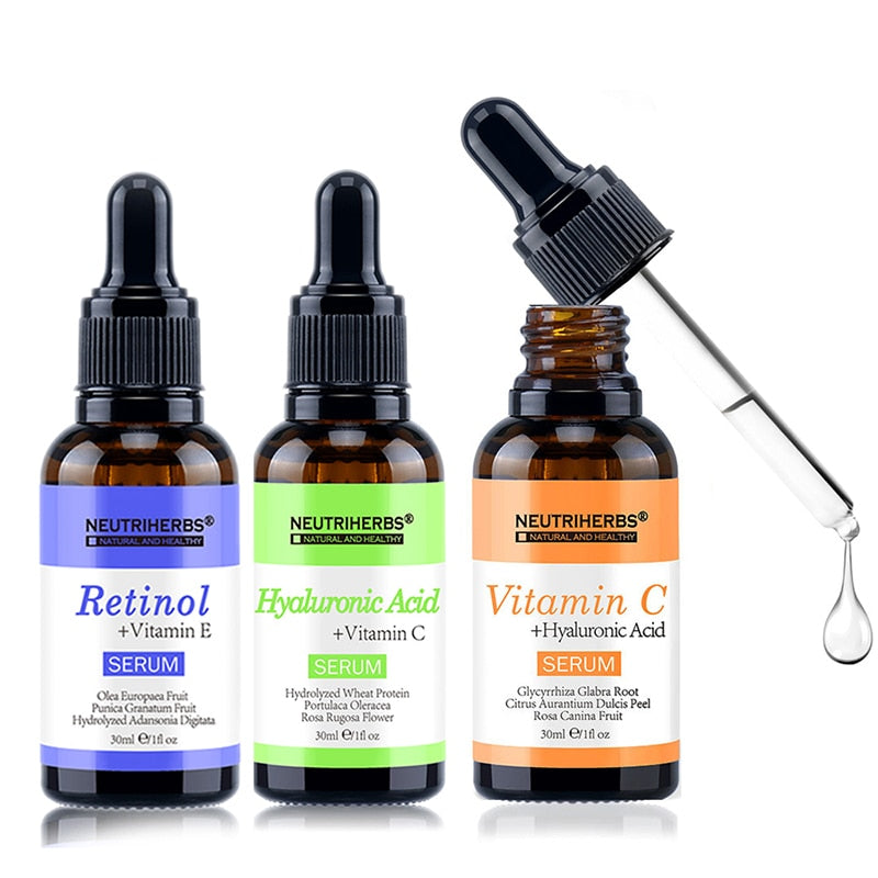 Neutriherbs Whitening Anti-wrinkle Anti-aging Serum Hyaluronic Acid and Retinol Vitamin C Serum Face Kit - meheshin