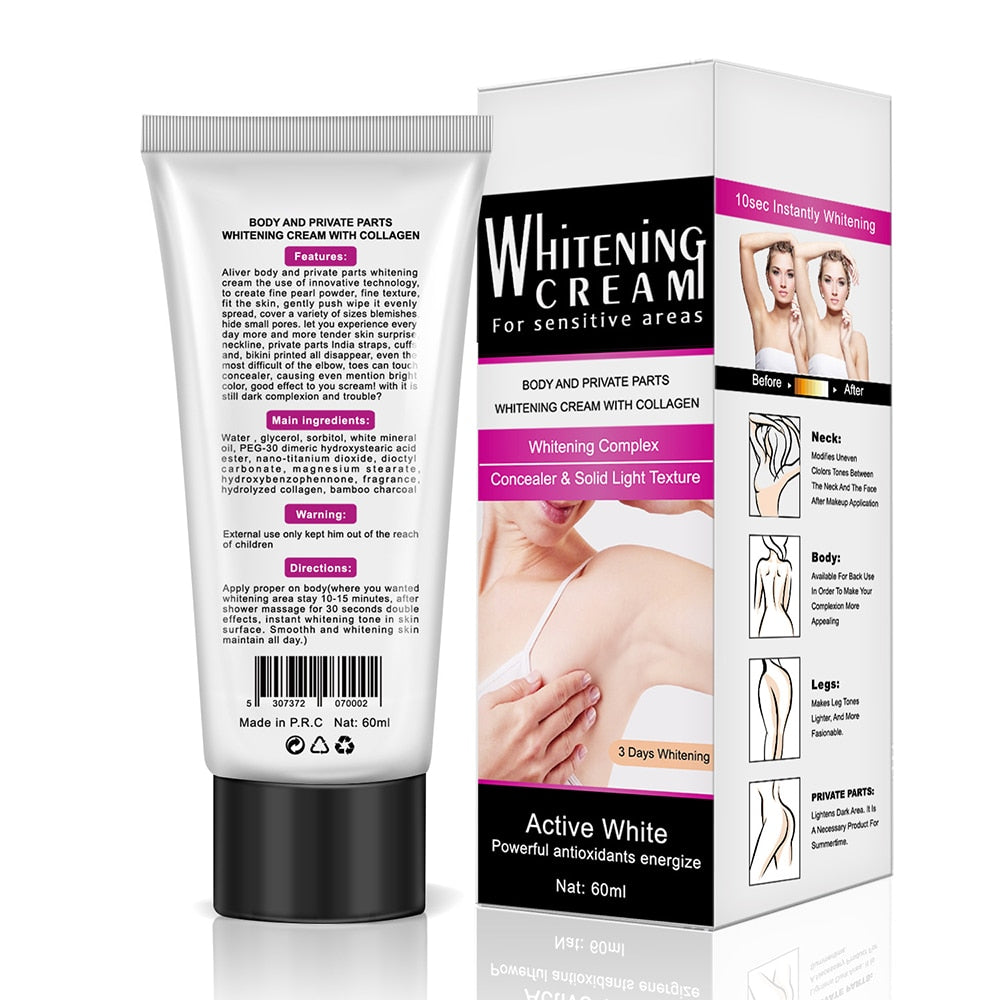 Body Whitening Cream Underarm Legs Bleaching Cream Dark Skin Natural Whitening Deodorant - meheshin