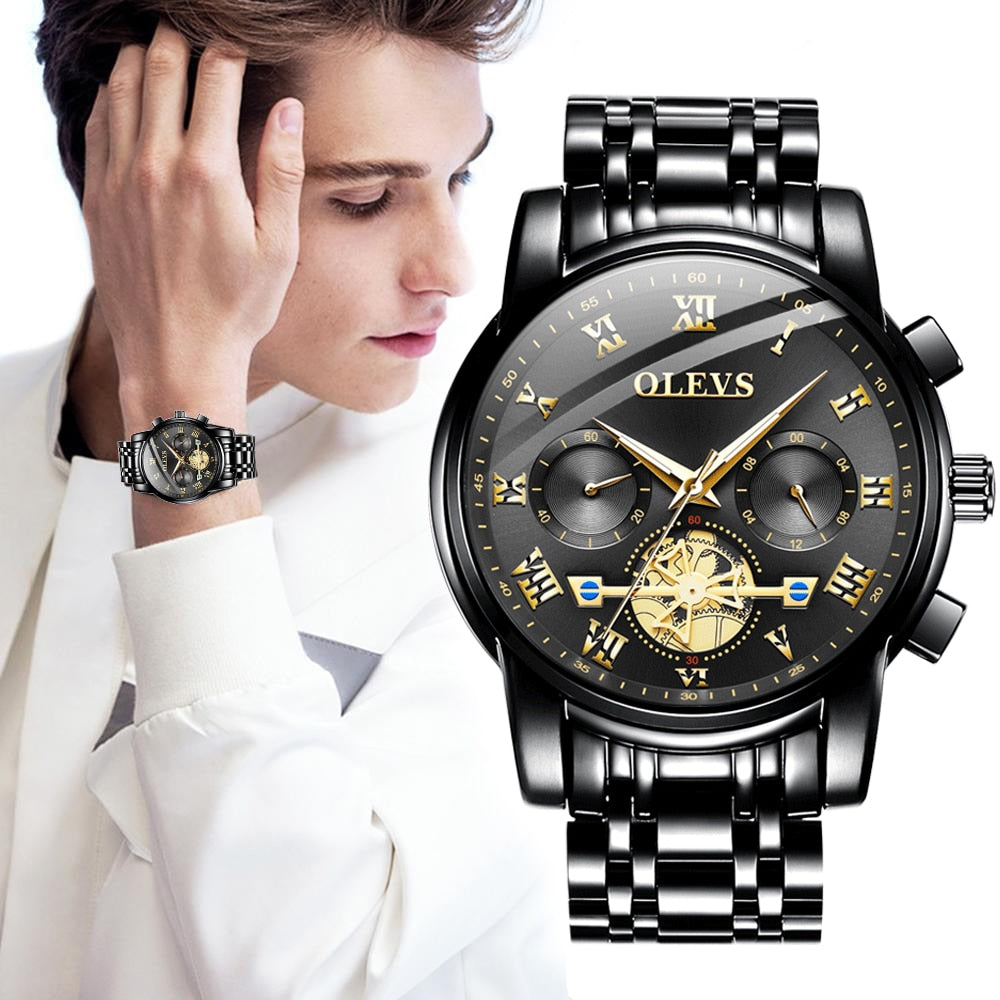 Brand Luxury Business Fashion Chronograph Sport Waterproof Steel Quartz Clock - meheshin