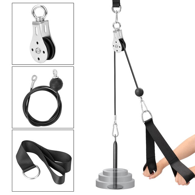 Elastic bands DIY Pulley Cable Machine System Lifting Arm Biceps Triceps Blaster Hand Strength - meheshin