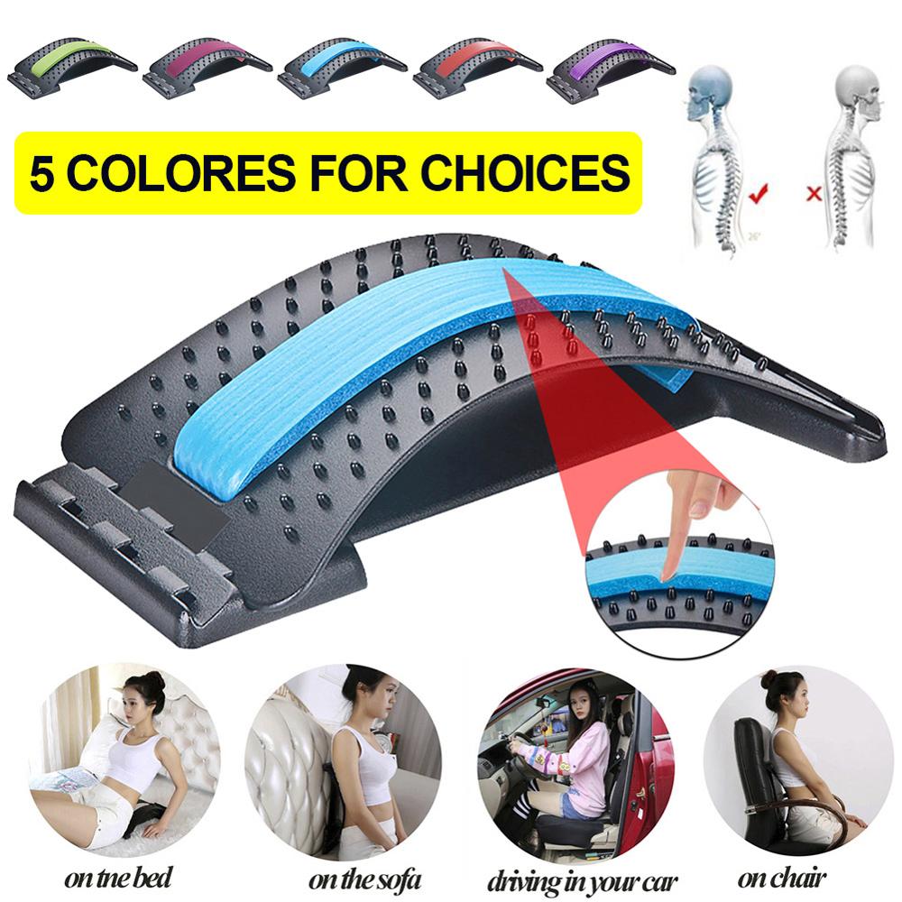 Back Stretch Equipment Massager Lumbar Support Relaxation Spine Pain Relief 1pc - meheshin