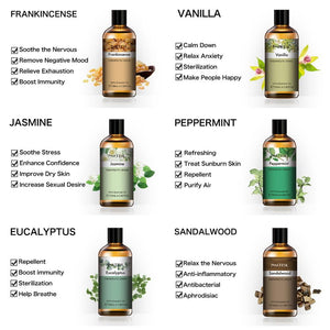Eucalyptus Essential Oil 100ml Diffuser Pure Natural Rose Lavender Jasmine Vanilla Mint Shea Butter Tea Tree Oil - meheshin
