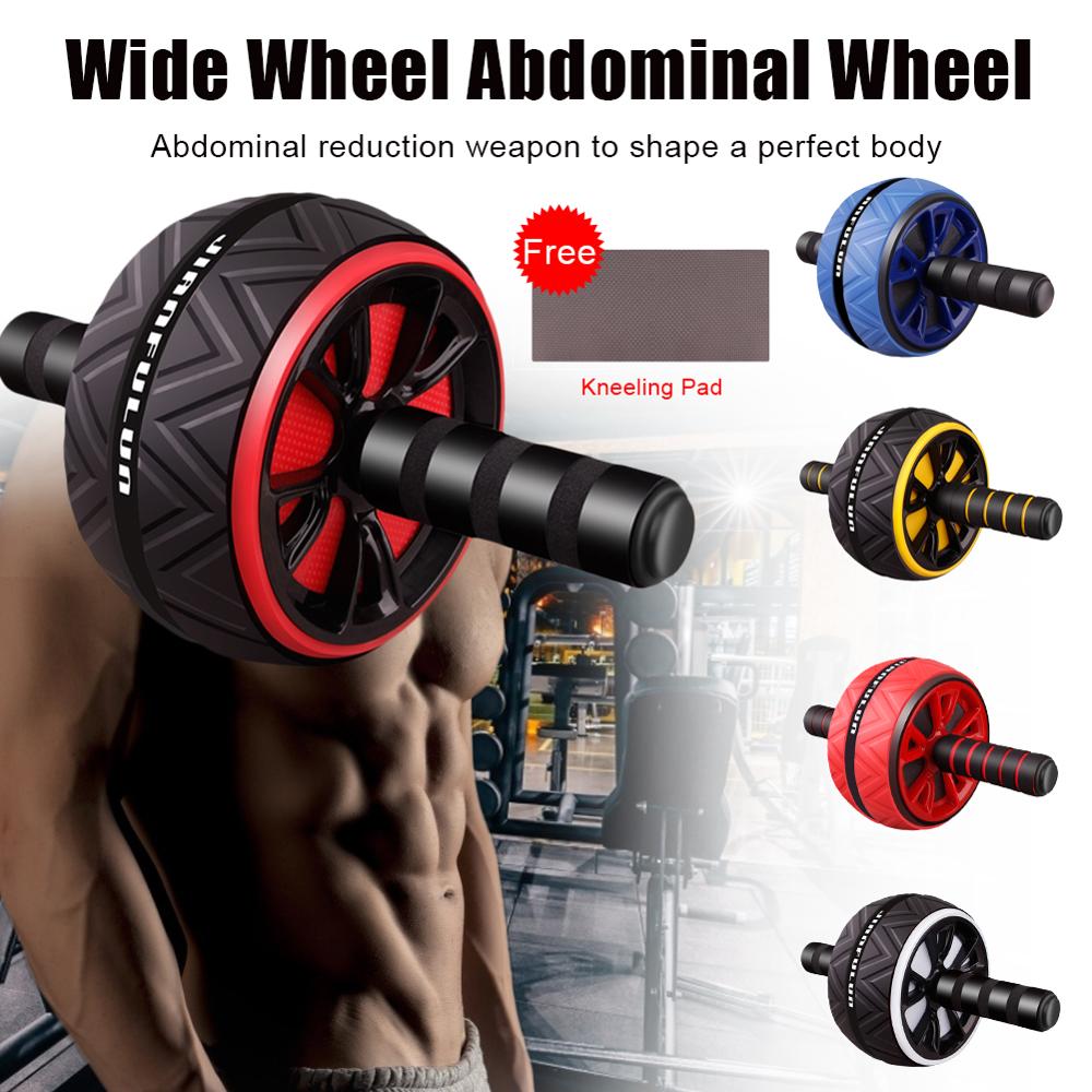 Roller Exercise Abdominal Wheel Fitness Equipment Mute For Arms Back Belly Core Trainer Body Shape With Free Kneeling Pad - meheshin