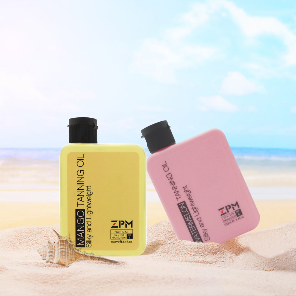 ZPM Watermelon/Mango Tanning Oil, SPF 6, Broad Spectrum UVA/UVB Protection, Coconut Oil, Vit. E, Hypoallergenic, 3.4oz. - meheshin