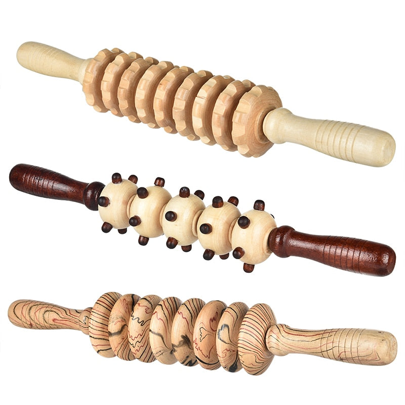 Wood Body Massage Stick Back Leg Muscle Roller Reducing Soreness Fitness Portable Body Care Therapy - meheshin