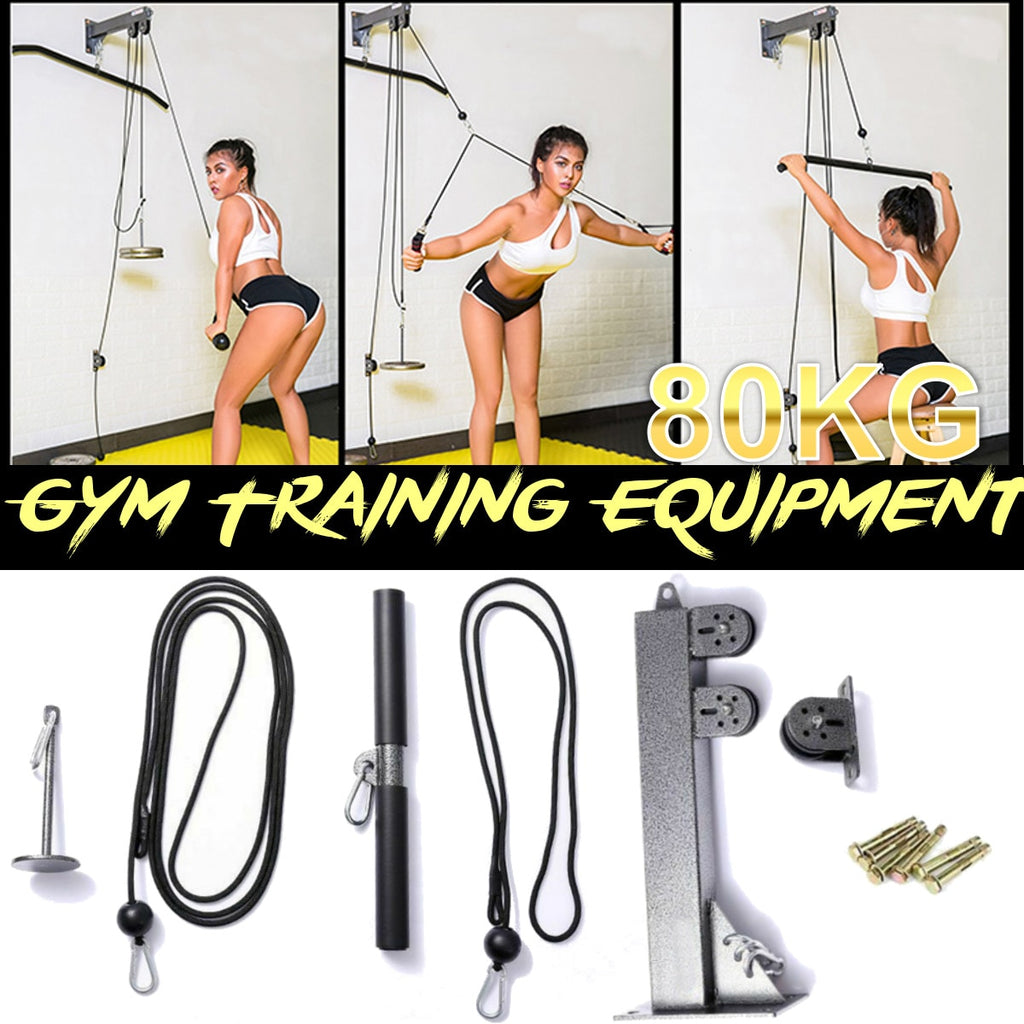 Pulley Cable DIY Fitness Machine Blaster Trainer With Attachments Biceps Triceps Workout Forearm Rope Wrist Roller - meheshin