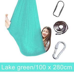 Open image in slideshow, Multifunction Aerial Yoga Hammock Swing Sling Elastic Hanging Belt Trapeze Anti-Gravity Yoga Inversion Traction Device - meheshin
