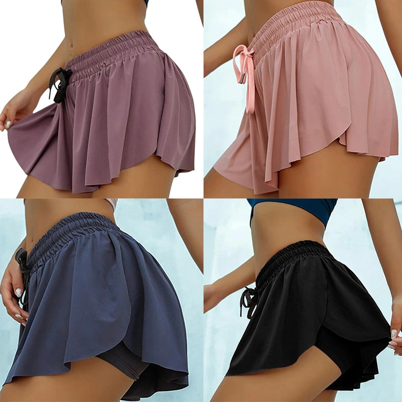 Summer Running Shorts Women 2 In 1 Marathon Quick Dry Loose Jogging Breathable Yoga Shorts - meheshin