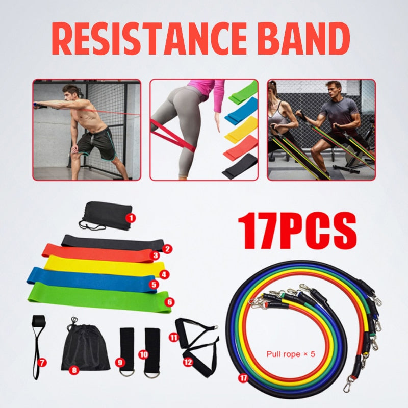 VIP  17 Pcs/Set Latex Resistance Bands Crossfit Training Exercise Yoga - meheshin