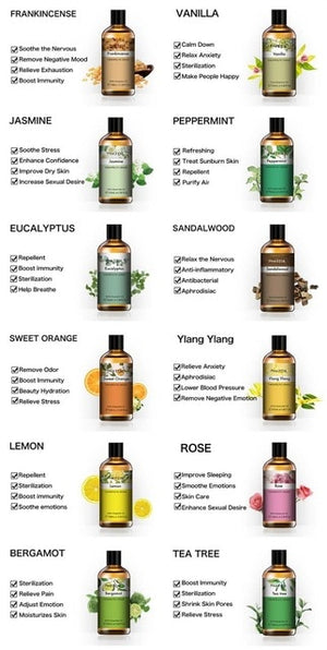 Open image in slideshow, Eucalyptus Essential Oil 100ml Diffuser Pure Natural Rose Lavender Jasmine Vanilla Mint Shea Butter Tea Tree Oil - meheshin
