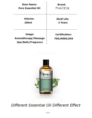 Eucalyptus Essential Oil 100ml Diffuser Pure Natural Rose Lavender Jasmine Vanilla Mint Shea Butter Tea Tree Oil - meheshin
