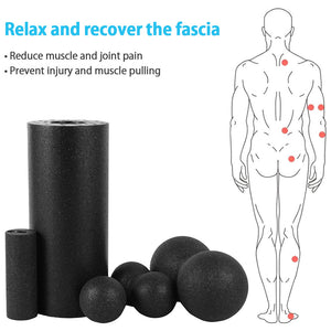 Foam Roller Ball 5pcs Set Yoga Pilates Block Gym Sports Fitness Massage for Therapy Relax - meheshin