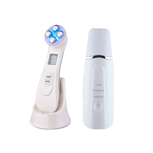Open image in slideshow, Ultrasonic Skin Scrubber Facial Cleansing Peeling Machine Pore Cleaner + RF EMS LED Photon Face Lifting Beauty Instrument
