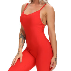 Open image in slideshow, Women’s Halter Long Jumpsuits Skinny Backless Sleeveless Workout Overalls Tracksuit Sportswear Fashion Yoga Suit Gym Sport Set - meheshin
