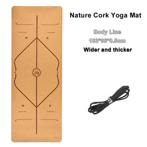 Open image in slideshow, Jusenda 183X68cm Natural Cork Yoga Mat For Fitness 5mm Pilates Exercise Non-slip - meheshin
