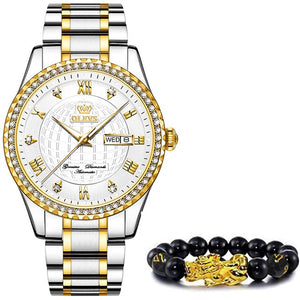 Open image in slideshow, Men Mechanical Watch Gold OLEVS Luxury Automatic Watch diamond Sport Stainless Steel Waterproof - meheshin
