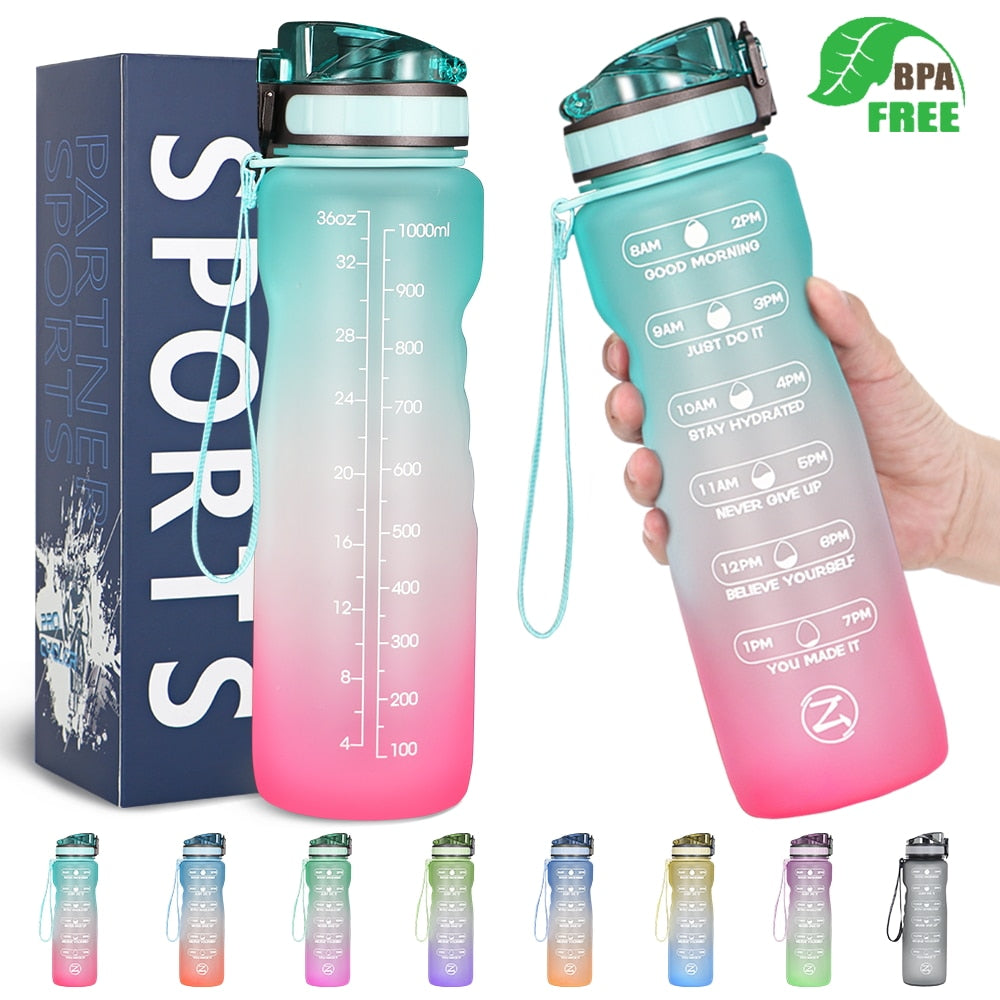 ZOMAKE 32oz Motivational Water Bottle with Time Marker & String, BPA Free Leakproof Water Jug for Fitness, Gym and Outdoor Sport - meheshin