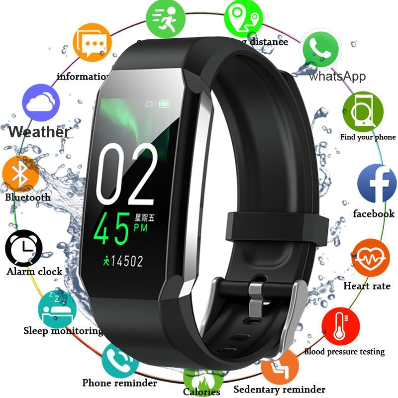 Fitness Smart Bracelet Body Thermometer IP67 Waterproof Heart Rate Monitor - meheshin