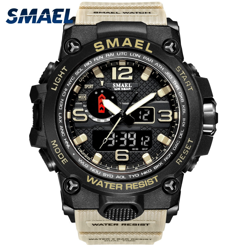 Men Military Watch 50m Waterproof Wristwatch LED Quartz Sport Watch - meheshin