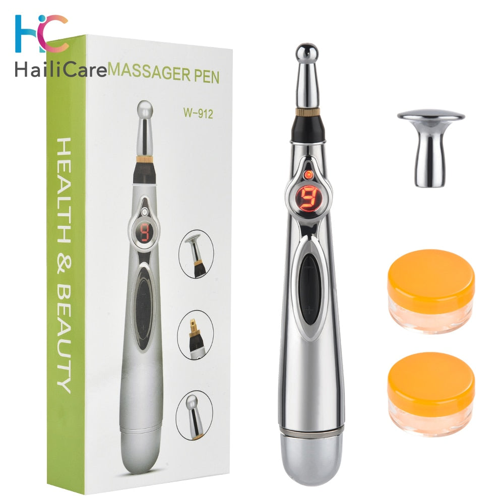 Electronic Acupuncture Pen 9 Gears Pain Relief Therapy Massager & Gel Meridian - meheshin