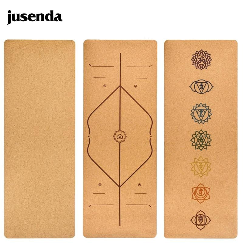Jusenda 183X68cm Natural Cork Yoga Mat For Fitness 5mm Pilates Exercise Non-slip - meheshin