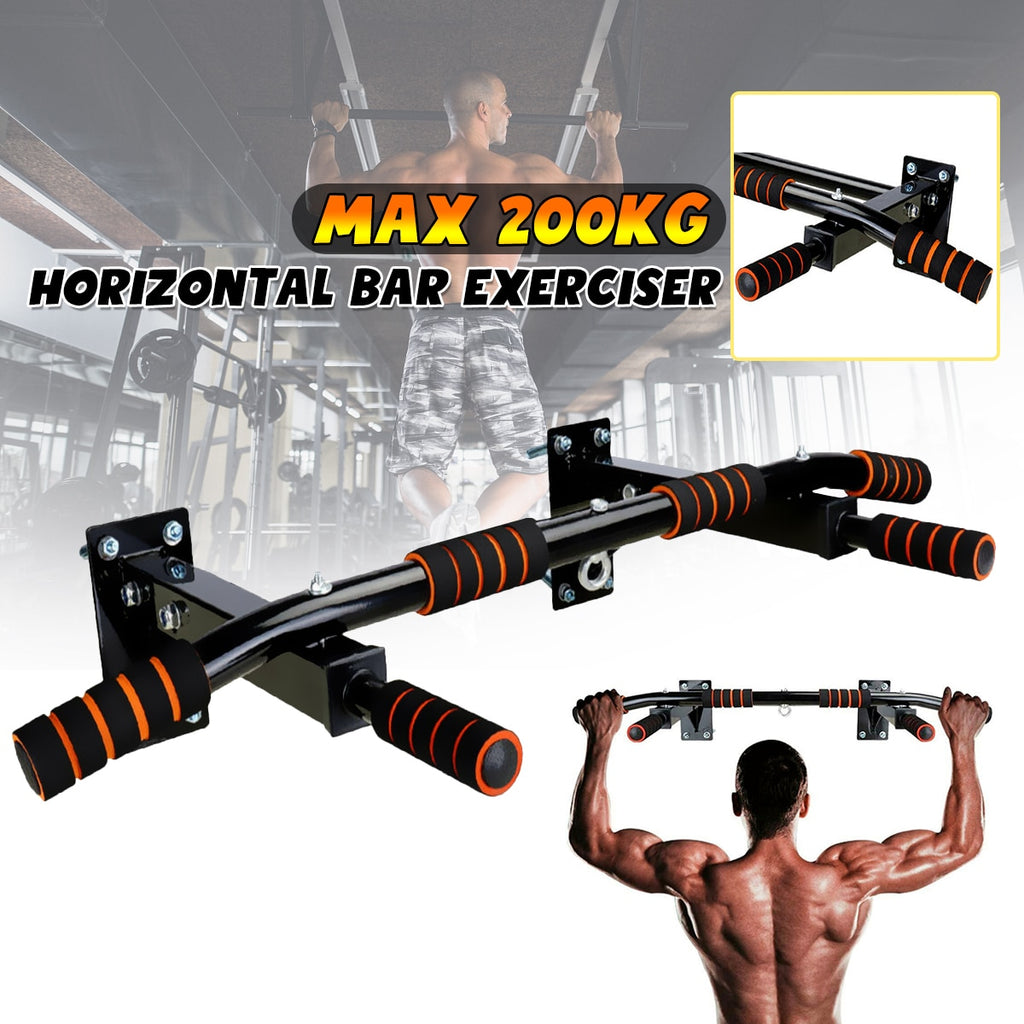 Door Wall Horizontal Bars Steel 200kg Home Gym Workout Chin push Up Pull Up Sit-ups - meheshin