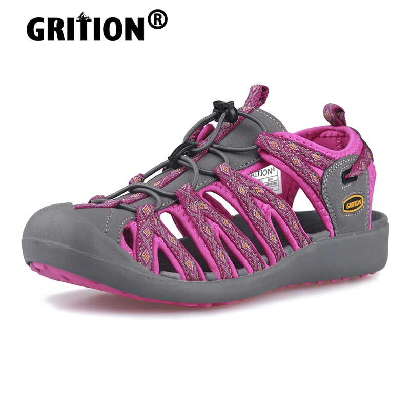 GRITION Women Platform Wedges Beach Sandals Trekking Nubuck Leather Shoes Summer Outdoor Flat Casual Sport - meheshin
