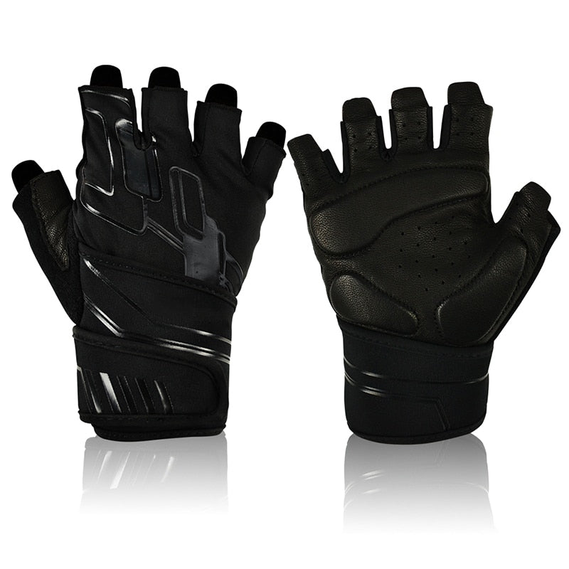 Leather Weight lifting Fitness Gloves Anti-slip Wrist Support Training Gym Gloves for Men Women - meheshin