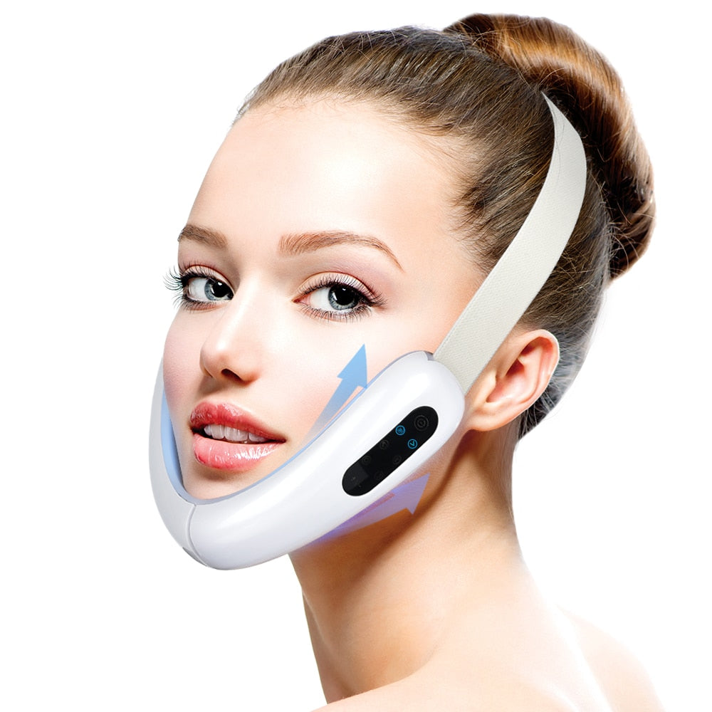 Chin V-Line Up Lift Belt Machine Red Blue LED Photon Therapy Facial Lifting Device - meheshin
