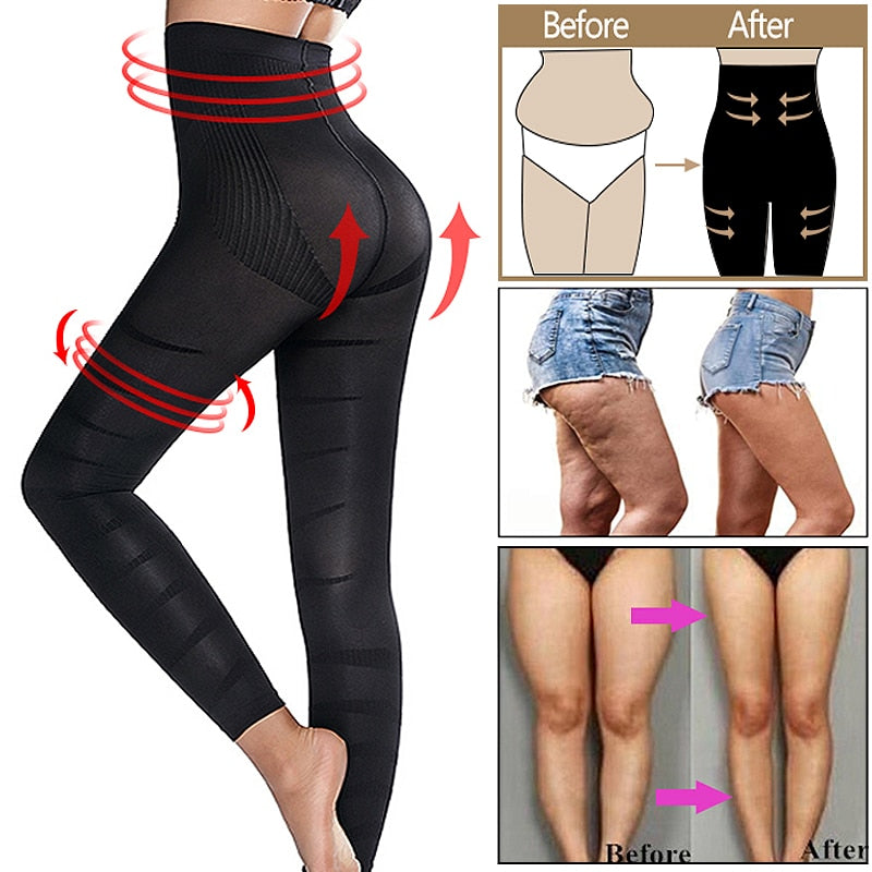 Leg Slimming Body Shaper Anti Cellulite Compression Leggings High Waist Tummy Control Panties Thigh Sculpting Slimmer Shapewear - meheshin