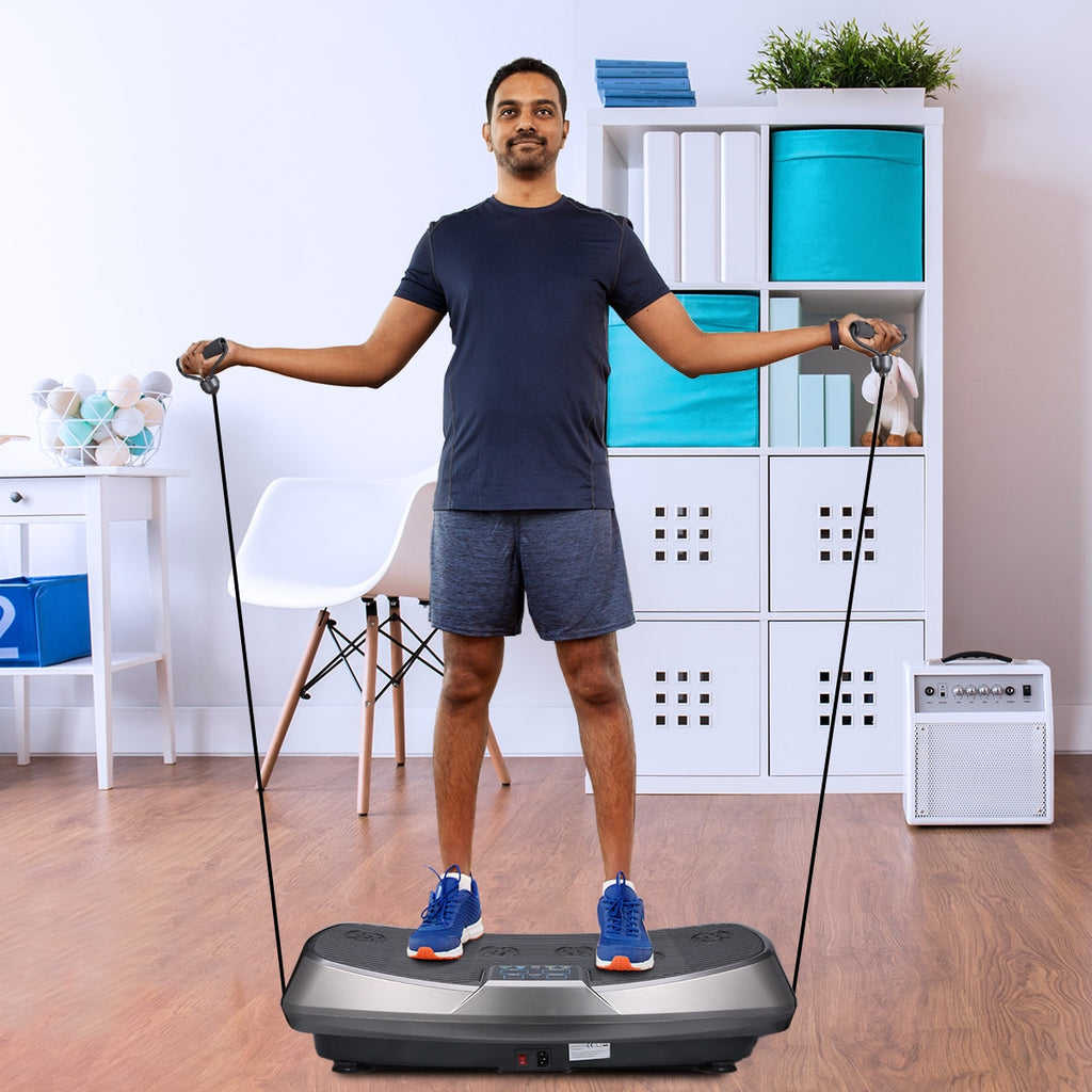 Exercise Fitness Slim Vibration Plate 200W Massager 110kg/242.5lbs Body Shape Resistance Bands - meheshin