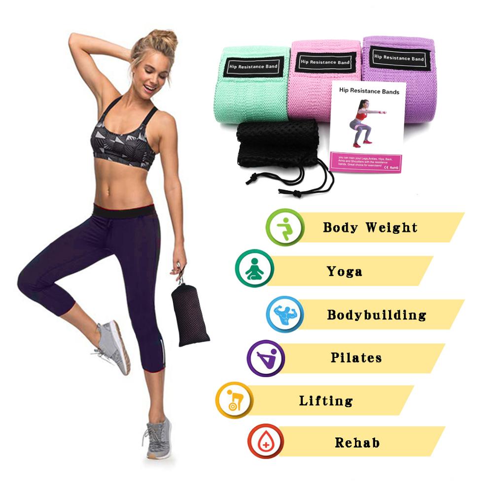Resistance Bands Fitness Booty Bands 3-Piece Set Rubber Expander Elastic Band for Home Workout Exercise - meheshin