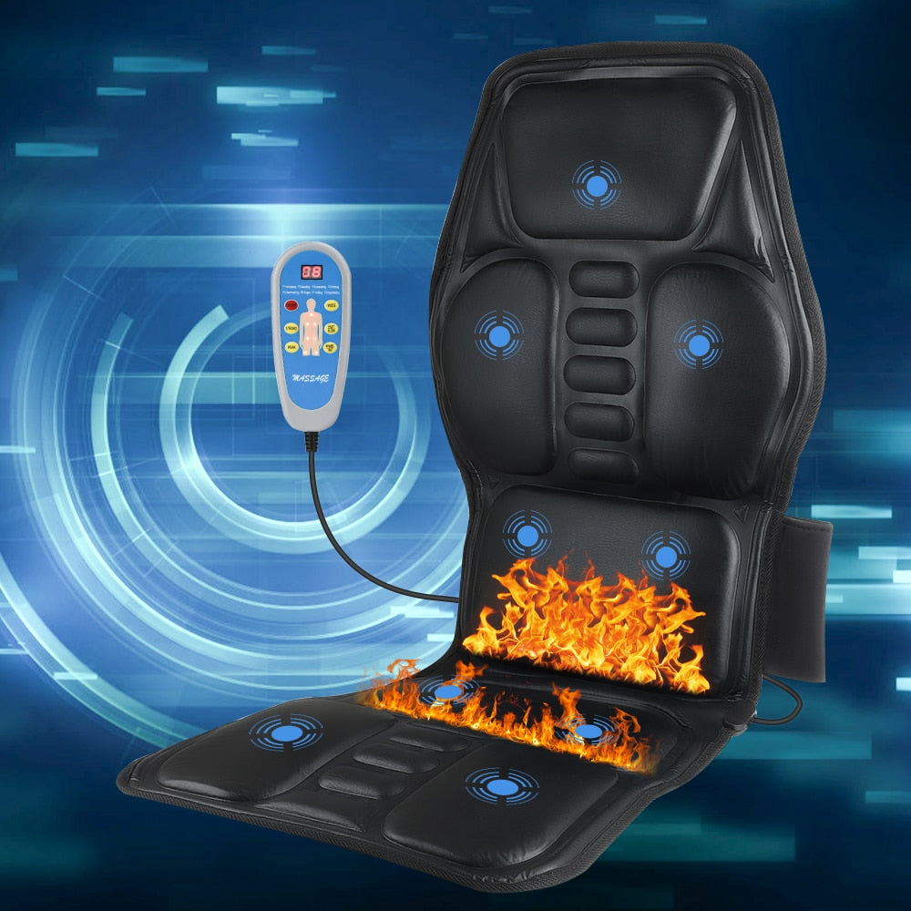 Portable Electric Heating Vibrating Back Massager Chair Cushion Seat Pad For Car Home Office Lumbar Neck Full Body Pain Relief - meheshin
