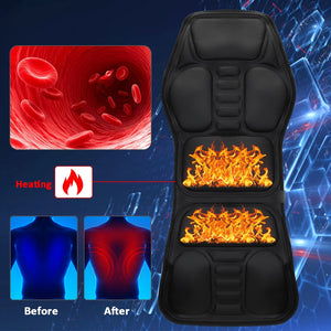Portable Electric Heating Vibrating Back Massager Chair Cushion Seat Pad For Car Home Office Lumbar Neck Full Body Pain Relief - meheshin