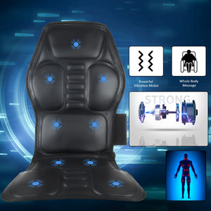 Portable Electric Heating Vibrating Back Massager Chair Cushion Seat Pad For Car Home Office Lumbar Neck Full Body Pain Relief - meheshin