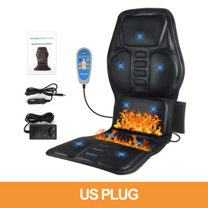 Open image in slideshow, Portable Electric Heating Vibrating Back Massager Chair Cushion Seat Pad For Car Home Office Lumbar Neck Full Body Pain Relief - meheshin
