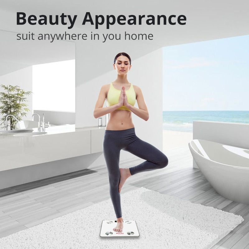 Sinocare Smart Body Fat Composition Scale Test 12 Body Date Mass LED Display Bluetooth - meheshin