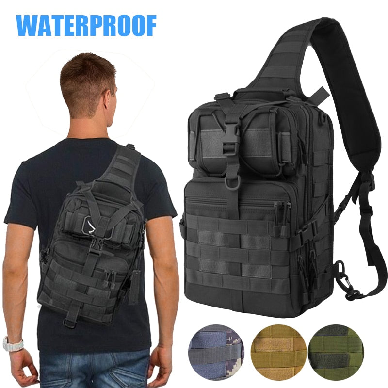 Military Sling Waterproof Backpack 20L Tactical Assault Army Rucksack Shoulder Bag For Outdoor Hiking Camping Trekking - meheshin