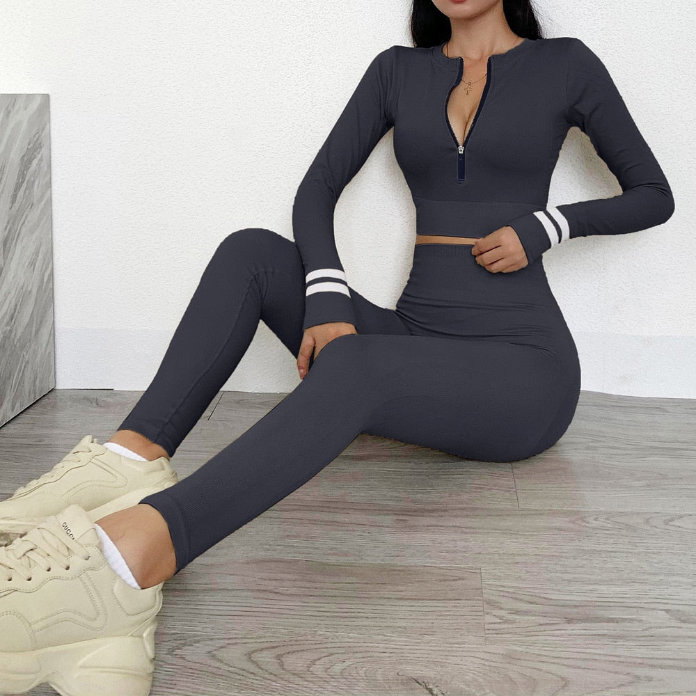 Sport Set Yoga Clothing Seamless Women Gym Suits Wear Female Workout Running Clothes Activewear Fitness Leggings - meheshin