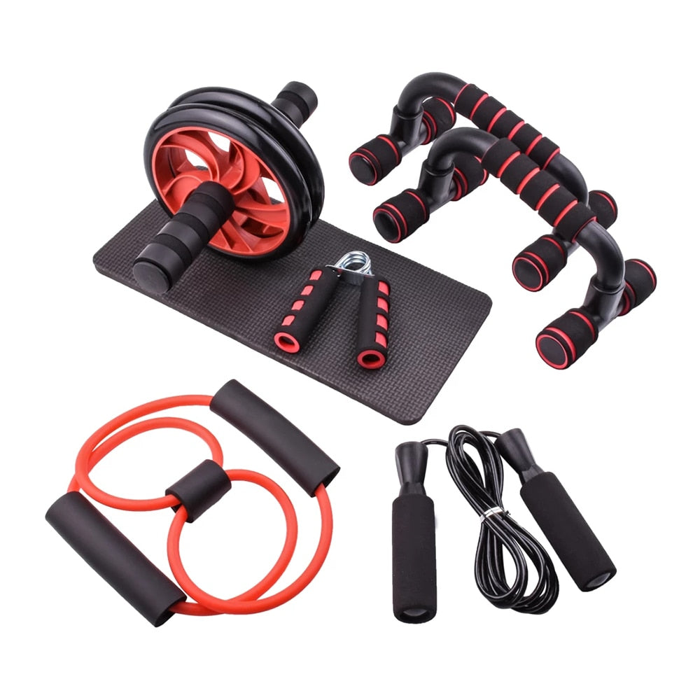 Resistance Bands Push Up Stand Bar Abdominal Wheel AB Roller Jump Rope Grip Strength Exercise Home Gym Fitness Muscle Trainer - meheshin