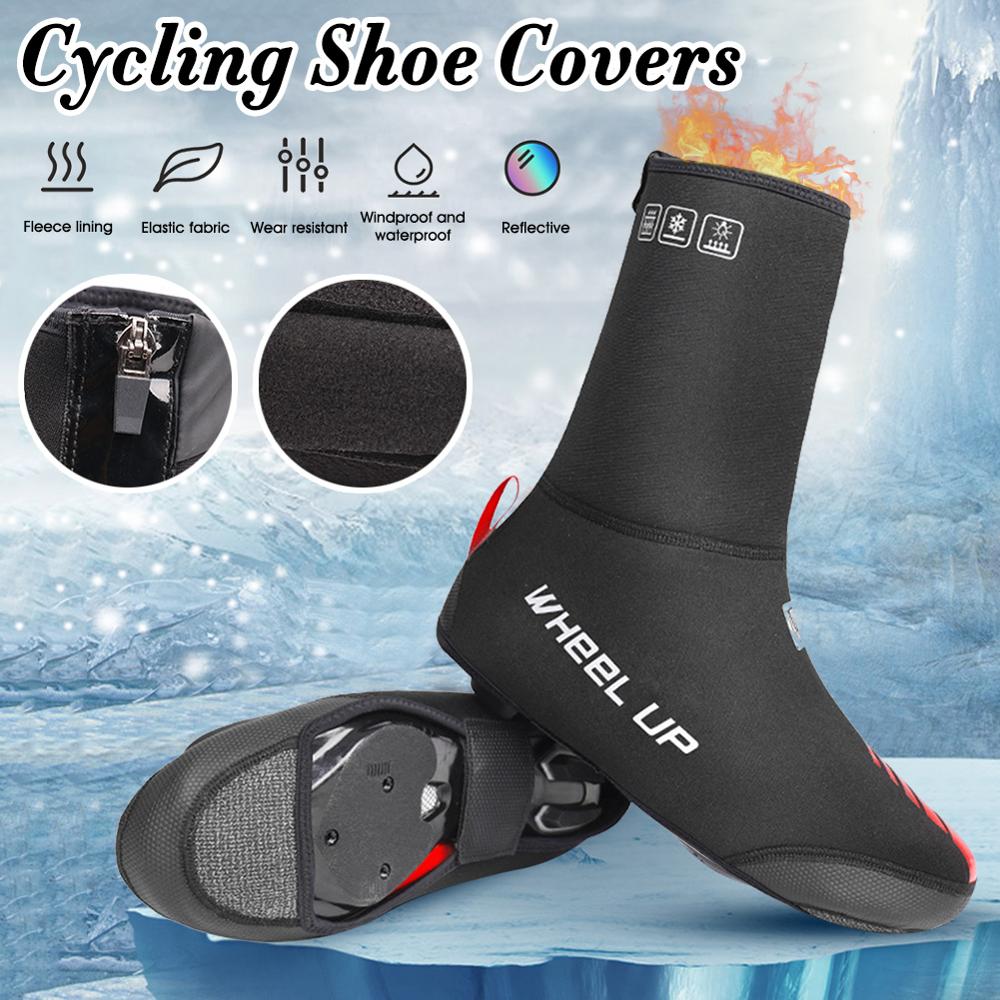 Cycling Shoe Covers Thermal Fleece-Lined for Bike Windproof Overshoes with Reflective Zipper - meheshin
